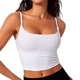 CRZ YOGA Butterlift Scoop Neck Crop Tank Top White Small