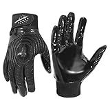 HANDLANDY Football Gloves, Super Grip Men's Receiver Gloves Best Gift for Men and Women (Dark Black, Adult Medium)