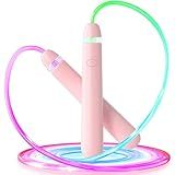 LED Light Up Jump Rope for Kids and Adult, Adjustable Glowing Skipping Rope for Boys and Girls, Colorful Luminous Jumping Rope for Fitness and Workout Pink