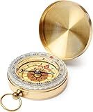 JSD 1 PCS Camping Survival Compass Metal Pocket Compass Kids Compass for Hiking Camping Hunting Outdoor Military Navigation Tool, Gold