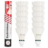 Philonext Goose Feather Badminton Shuttlecocks Birdies, 12 Pack Hight Speed Training Badminton Balls with Great Stability for Indoor Outdoor