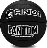 AND1 Fantom Rubber Basketball - Official Size Streetball, Made for Indoor and Outdoor Games - Sold Deflated (Pump NOT Included), Black, Size 7