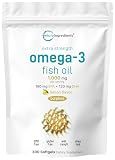 Micro Ingredients Extra Strength* Omega-3 Fish Oil Supplements 1,000mg Per Serving, 300 Softgels | Lemon Flavored | Burpless | EPA 180mg + DHA 120mg | Deep Sea Fish