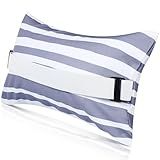 Menkxi 17"x10" Inflatable Beach Pillow with Removable Cover, Beach Chair Backpacking Pillow with Strap Stripe for Summer Sand Pools Travel Vacations(Gray White)