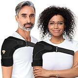 Shoulder Brace for Women & Men | Support for Torn Rotator Cuff & Other Shoulder Injury - Ac Joint, Dislocated, Separated, Frozen Shoulder | Neoprene Compression Wrap | by FIGHTECH (BLK, S-M)