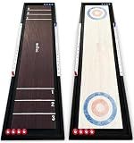 Swooc Games® | 2-in-1 Premium Shuffleboard and Curling | 100% Solid Wood Shuffleboard Table (4ft) | 5+ Ways to Play | Tabletop Games for Adults & Kids | Shuffle Board Game Table Top, Bar & Indoor Game
