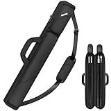 PEKREWS Pool Cue Case - 2x2 Holds 2 Sticks With 2 Accessory Zipper Pockets, Sturdy Polyester Carry Bag With Shoulder Strap Handle, Soft Billiard Sling Bag for Men and Women