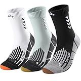 TENYSAF Compression Crew Running Socks: Athletic Socks for Men Women with Cushion,3 Pairs Work Hiking Basketball Sport Socks