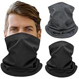 Leamekor 2 Pack Winter Neck Warmer & Ski Face Mask for Men&Women - Cold Weather Fleece Neck Gaiter for for Skiing, Running, Motorcycle (Black + Dark grey)