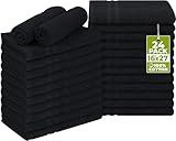 Utopia Towels Cotton Bleach Proof Salon Towel 16 by 27 inches, Bleach Safe Gym 100% Cotton Hand Towel, 24 Pack, Black