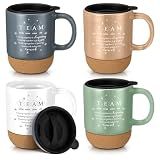 Didaey 4 Pcs Back to School Gifts for Students Employees Best Team Ever Thank You Coffee Mugs Bulk with Cork Bottom Team Building Gifts for School Nurse Coworker Volunteer (Morandi)