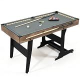 RAYKEEP 4.5FT Folding Pool Table with LED Lights, Portable Billiard Table with Built-in Cue & Ball Storage, Indoor Compact Game Table for Adults & Kids Home, Game Room, Includes Full Accessories