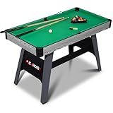 REAHOISY 48 Inch Portable Pool Table for Kids and Adults, Wooden Indoor Pool Table with 2 Cue Sticks, 16 Balls, Triangle, Chalk, Brush for Family Play Room, Game Room (Green)