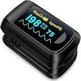 Healthtree JKS50B Pulse Oximeter Fingertip - Blood Oxygen monitor Fingertip with Perfusion Index, Fast 5-8s Reading, Large OLED Display, SpO2 & Heart Rate monitor for Home, Sports, Travel (Includes Batteries & Lanyard)