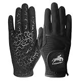 FINGER TEN Horse Riding Gloves for Women with Extra Grip (Black, Small)