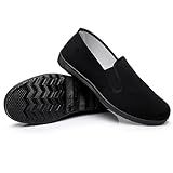 Chinese Style Slippers Kung Fu Martial Arts Tai Chi Shoes Rubber Sole Unisex All Black Size Men 8/Women 9.5