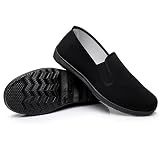 Chinese Style Slippers Kung Fu Martial Arts Tai Chi Shoes Rubber Sole Unisex All Black Size Men 8/Women 9.5