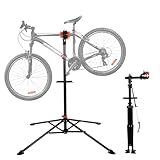 FAHKNS Bike Repair Stand Floor: Height Adjustable Bicycle Workshop Stand with Tool Tray for Road & Mountain Bikes, Red/Black