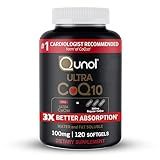 Qunol Ultra CoQ10 100mg, 3x Better Absorption, Patented Water and Fat Soluble Natural Supplement Form of Coenzyme Q10, Antioxidant for Heart Health, 120 Count Softgels