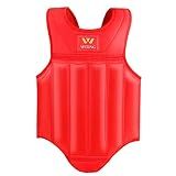 Wesing Martial Arts Muay Thai Boxing Chest Protector MMA Sanda Chest Guard (Red, S)