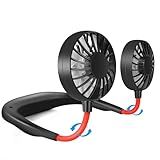 Portable Neck Fan Rechargeable Personal Hand-Free Fan Mini USB Wearable Neckband Sport Fan, 3 Speed Adjustable, 360 Degrees Free Rotation Perfect for Working, Traveling, Office, Reading (Black)