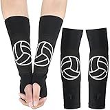 Minatee Volleyball Arm Sleeves Passing Hitting Forearm Sleeves with Protection Pads and Thumb Hole for Youth Girls Kids Women(1 Pair,12 Inch)