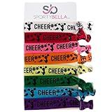 Sportybella Cheer Multicolored Hair Ties - No Crease Hair Elastics, 8pcs