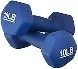 Amazon Basics Neoprene Dumbbell Hand Weights, 10 Pounds, Pair, Navy Blue