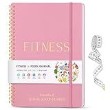 Fitness & Food Journal for Women, Undated 150-day Workout & Wellness Planner with Measuring Tape, Pink Weight Loss Journal for Setting Goals Tracking Exercise Training Diet Progress (9.5’’*7’’)