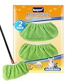 KEEPOW 2 Pack Microfiber Broom Cloth Covers, Reusable Broom Pads Baseboard Cleaning Tool, Bottom Cleaning Tools Compatible with Brooms Under 16.53×6.29 in, Washable Brooms Covers for Baseboards Floor