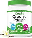 Orgain Organic Vegan 21g Protein Powder, Vanilla Bean, 1.02 lb