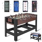 RAYKEEP 4-in-1 Swivel Multi-Game Table - 54" Combo Game Table Set for Kids, Adults - Indoor and Outdoor Arcade Sports Table - Air Hockey, Billiards, Foosball, Ping Pong for Home, Game Room