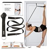 Stretching Strap With Door Anchor - Stretching Equipment to Improve Legs Flexibility - Splits Trainer For Home Ideal In Ballet, Dance, Cheerleading, Taekwondo, Yoga, Pole Dancing & Gymnastics (Black)