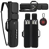 Pool Cue Case 4x4, Soft Padded Pool Stick Case,Pool Stick Case with Multiple Pockets Holds 4 Butts 4 Shafts, Soft Padded Sturdy Pool Cue Bag, Billiard Cue Backpack with Adjustable Shoulder Straps