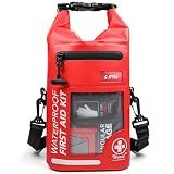 250 PCS Waterproof First Aid Kit, Roll Top Reflective Boat Dry Bag Bug Out Bags, Emergency Medical Kit Ideal for Boating, Camping, Fishing, Kayaking, Floating, Red