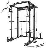 MAJOR FITNESS PLM03 All in one Power Rack - 1400 lbs Multi-Function Home Gym System with Cable Crossover, Adjustable Pull-Up Bar, 360° Landmine (PLM03 BK)