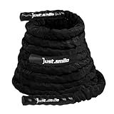 Just.smile Fitness Battle Rope, 30ft Length, 1.5"" Diameter, Battle Rope with Cloth Sleeve-Heavy Ropes for Home Gym and Workout,Power Rope for Fitness, Black Green Blue, JS010001-Z