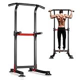 Wesfital Pull Up Bar Dip Bar Power Tower Workout Dip Station Height Adjustable Free Standing Chin Up Bar Home Gym Equipment 330LBS Weight Capacity