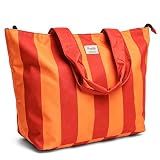 Bagelite Beach Bags Waterproof Sandproof, XL Large Tote Bag with Zipper, Pool Swim Bag for Women, Red Orange