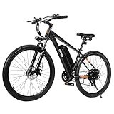 Qlife Racer Electric Bike for Adults - 21-Speed Mountain Lightweight Ebike with Peak 1000W Brushless Motor, 375Wh Removable Battery, 26X2.1 Tire Step Over E-MTB, Up to 40 Miles Range,Black