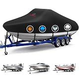 Comnova Boat Cover 16-18.5 FT - Marine Grade Trailerable Boat Cover Heavy Duty & Waterproof - Fit 16 to 18.5ft V-Hull, Tri-Hull, Fishing Boats, Runabout, Bowrider, Fish & Ski and Pro-Style Bass Boats