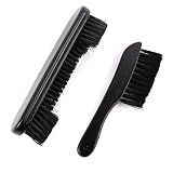 Framendino, Wooden Billiards Pool Table and Rail Brush Set Wood Billiard Cleaner Cleaning Tools Supplies (Black, 2 Pack)