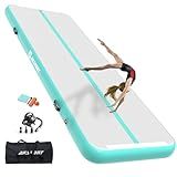 AKSPORT Gymnastics Air Mat Tumble Track Tumbling Mat Inflatable Floor Mats with Electric Air Pump for Home Use/Tumble/Gym/Training/Cheerleading/Parkour/Beach/Park/Water(Mint Green, 6.56ftx3.3ftx4inch)