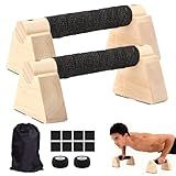 Parallettes Push Up Bar, Calisthenics Strength Training Equipment for Home, Wooden Pushup Handles for Floor