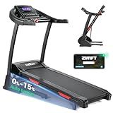 THERUN Incline Treadmill, Treadmills for Running and Walking, 300 lbs Weight Capacity Folding Treadmill with 0-15% Auto Incline, Wide Belt, 3.5HP, App, Heart Rate, Red