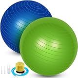 Leyndo 2 Pcs Exercise Ball Yoga Ball with Pump 26 Inches/ 65 cm for Workout Pregnancy Stability Anti Burst Birthing Fitness Improved Posture, Balance, Yoga, Pilates, Training(Green, Blue)