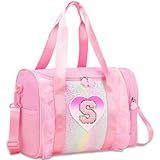 Personalized Monogram Dance Bag for Girls - 3-6 Years duffle bag for Kids Lightweight Water Resistant Oxford Backpack for Ballet Cheerleading Sleepovers Gymnastics Pink S