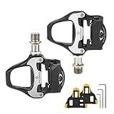 ROCKBROS Road Bike Pedals Alloy Clipless Bicycle Pedals with Cleats Set Compatible with SPD-SL System