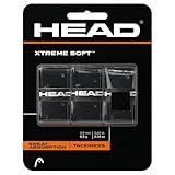 HEAD Xtreme Soft Tennis Racquet Overgrip - Cushioned, Moisture-Absorbing, Non-Slip Feel, Easy Wrap Replacement Grip, 3-Pack, Black