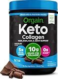 Orgain Keto Collagen Protein Powder, Chocolate - 10g Grass Fed Hydrolyzed Collagen Peptides for Women & Men, Type I & III, 5g MCT Oil - Hair, Skin, Nail, & Joint Support, Non-GMO, Gluten Free - 0.88lb